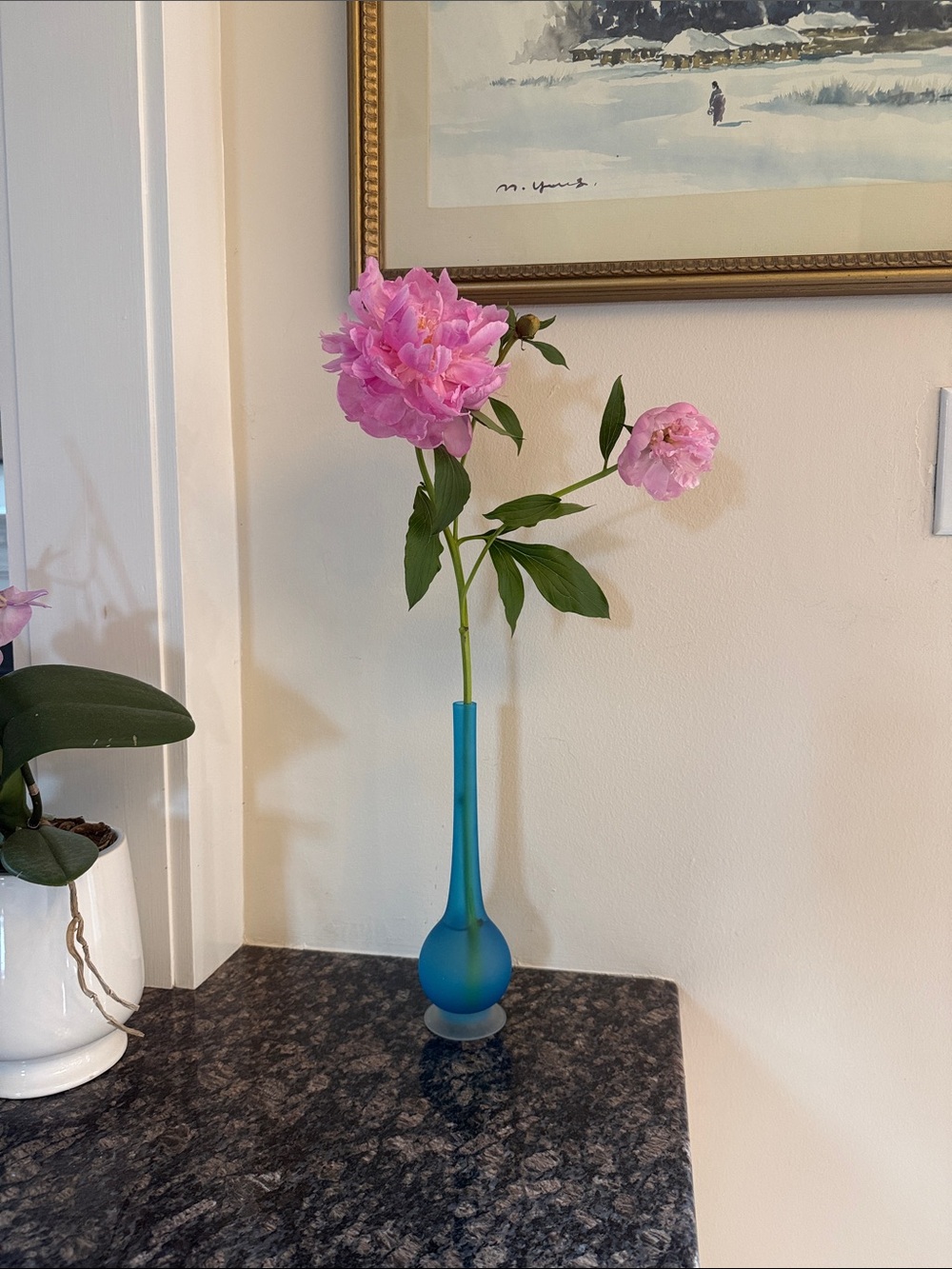 Carlo Moretti "Satinato" Murano glass pencil neck vase